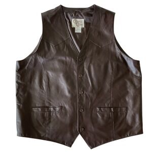 Cripple Creek Mens Brown Genuine Leather Western Vest ML3059 Size 2XL‎ Cowboy